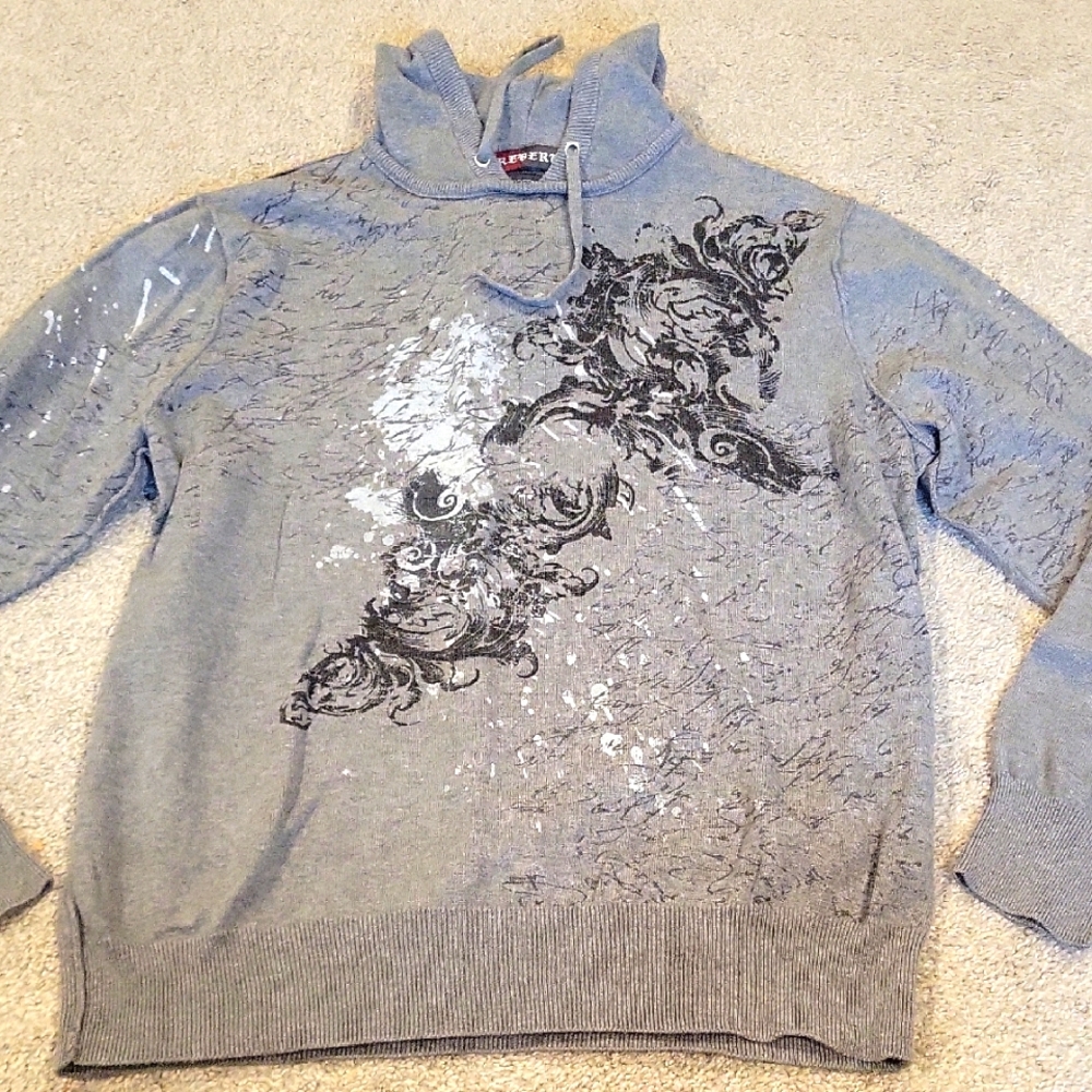 Men's Gray Sweater with Artistic Design